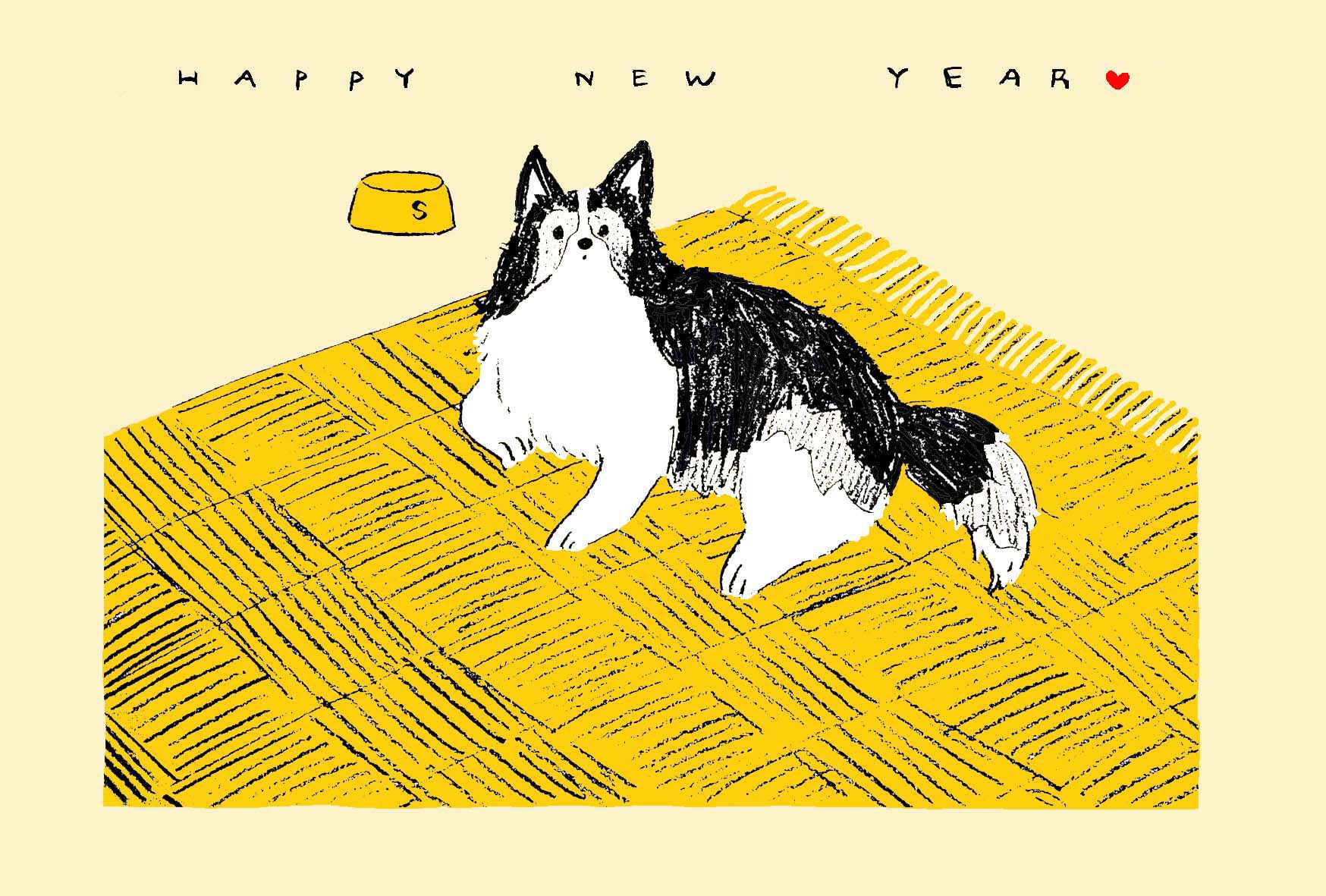 戌年無料年賀状 かわいい犬のイラスト年賀状無料ダウンロード 2030年